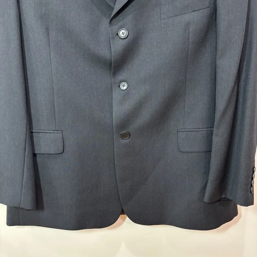 Ermenegildo Zegna Tessuto Charcoal Superfine Wool Blazer Sport Coat Men 56 Italy